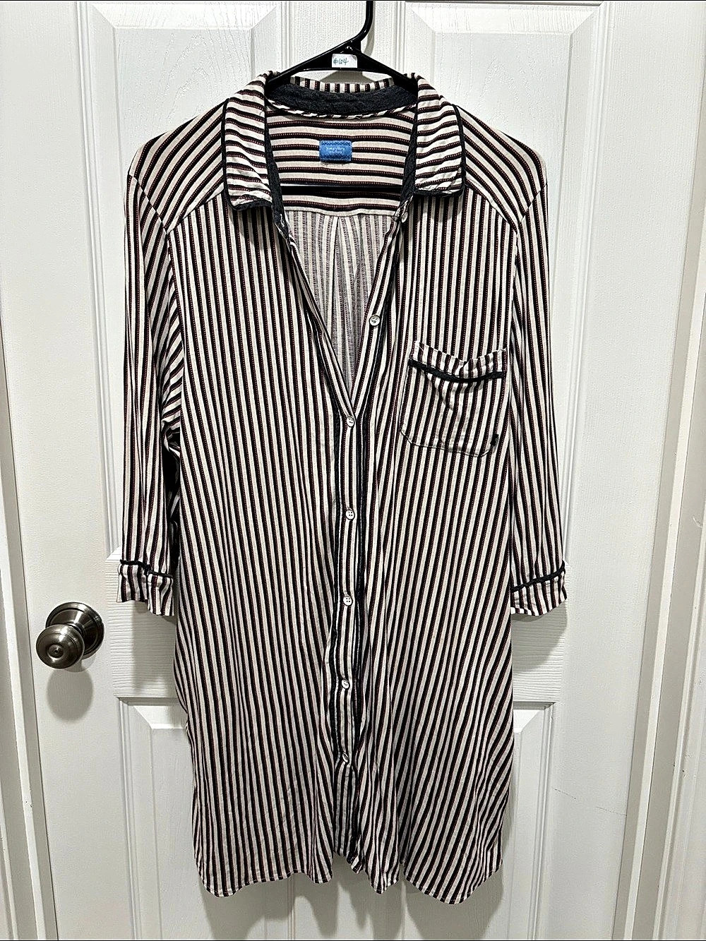 Simply Vera Vera Wang Cozy Striped Sleepshirt brown tan and orange L